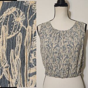 Rock And Roll Denim Cactus Crop Top Southwestern western Festival Boho SZ M